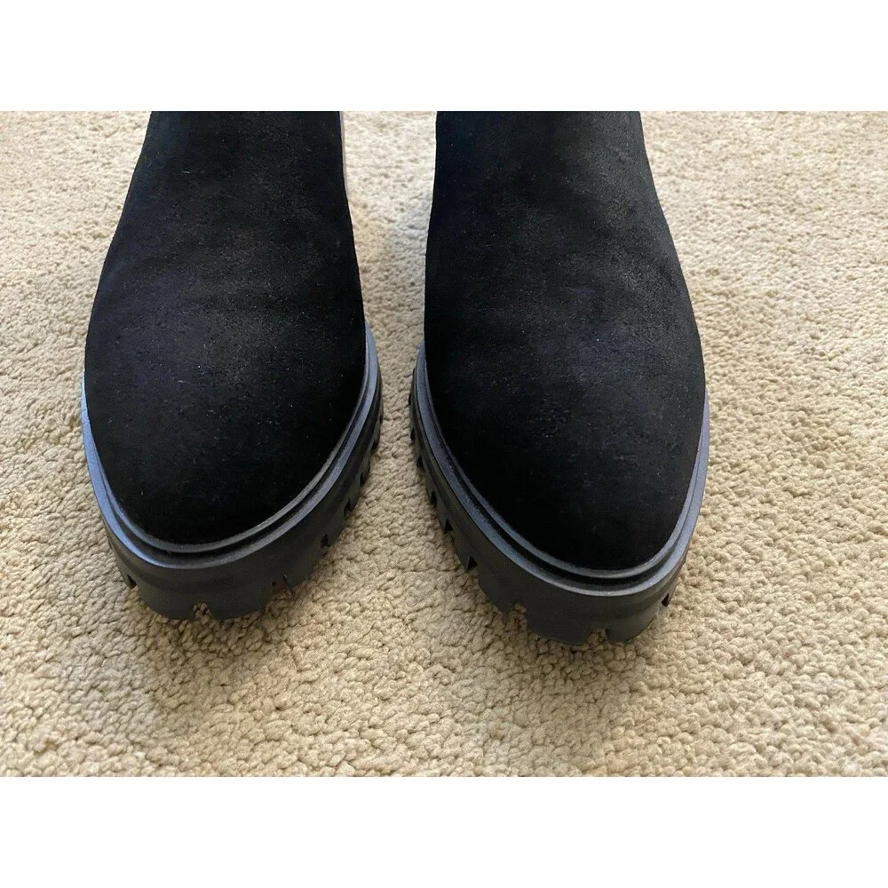 Quince Italian Suede Lug Sole Chelsea Boots Black Quiet Luxury Women’s Size 9